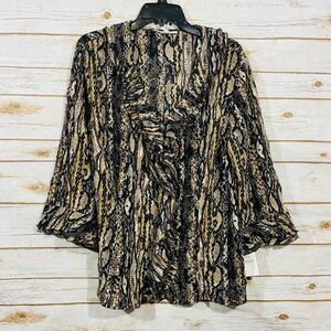 JM Collection Animal Print Snake Tunic Top Size 18w 3/4 Sleeves Pullover Blouse